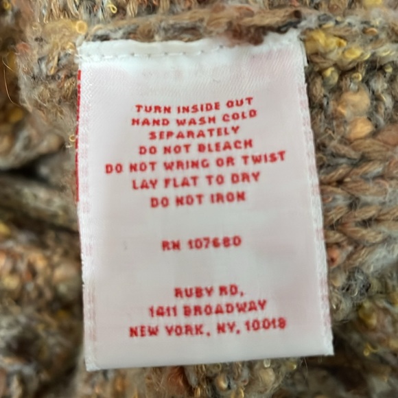 Ruby Rd. Boho Multicolor Wool Blend Knit‎ Ruffle Cropped Cardigan Sweater - Picture 9 of 9